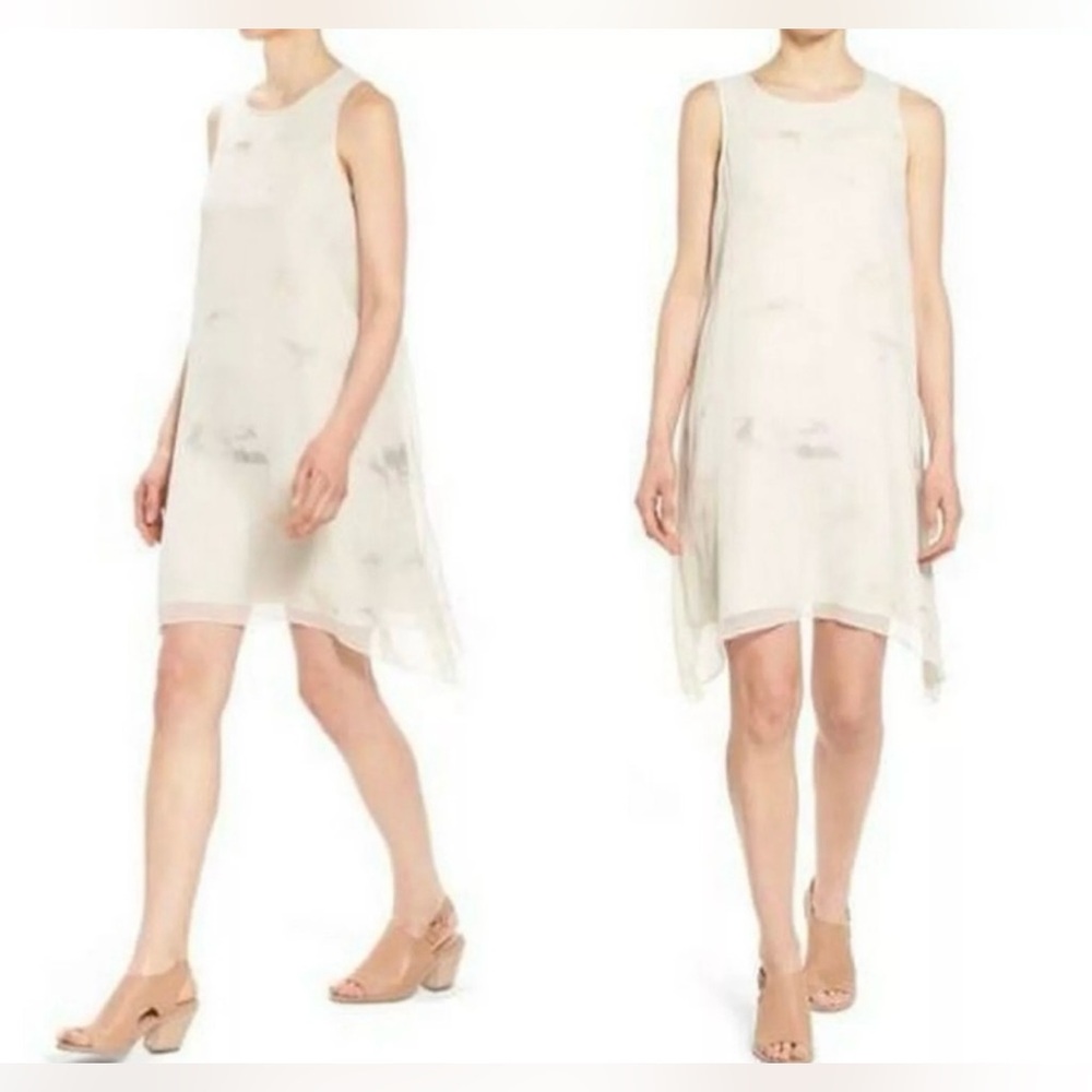 EILEEN FISHER Tonal Cloud Shibori Silk Dress - Sz Small - NWT